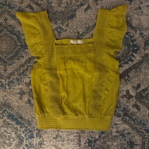 Green Ruffle Sleeve Women's Top